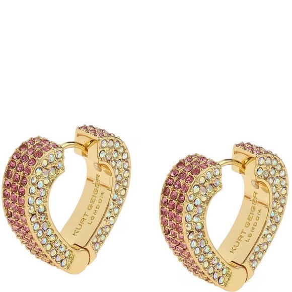 Kurt Geiger Jewelry - Kurt Geiger Pav Heart Huggie Hoop Earrings
